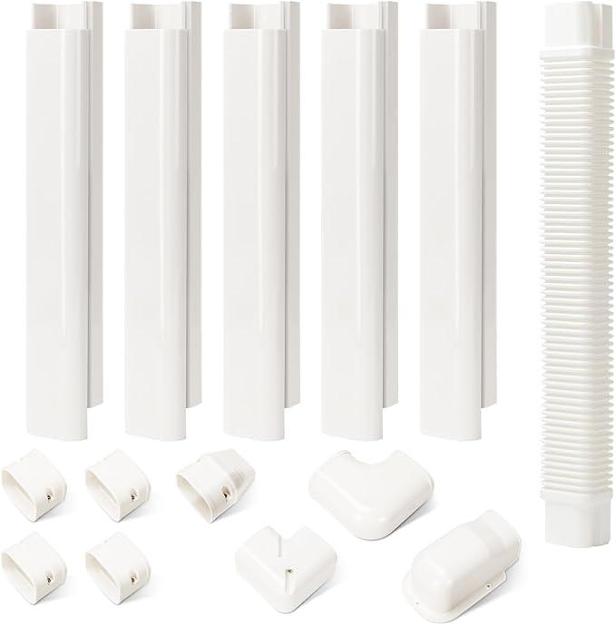 Juego de cubierta de línea dividida de 3 pulgadas de ancho y 10 pies de largo, kit de cubierta decorativa de PVC delgada para sistemas de aire acondicionado central y bombas de calor, cubierta